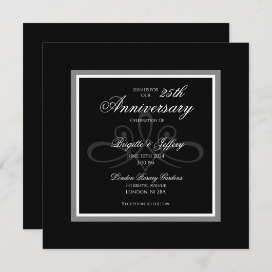 Schwarz-Weiß-Einladung Einladung (Vorne/Hinten)