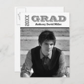 Schwarz/Weiß - Einladung nach Postkarte (Vorne/Hinten)