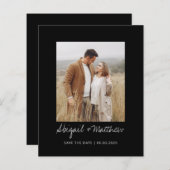 Schwarz-Weiß-Einladung Save the Date (Vorne/Hinten)