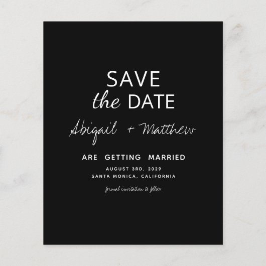 Schwarz-Weiß-Einladung Save the Date (Rückseite)