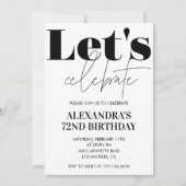 Schwarz-Weiß-Einladung zum 72. Geburtstag Einladung (Vorderseite)