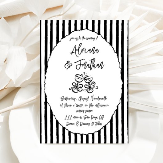 Schwarz-Weiß-Einladung zum Hochzeitsfeiern Einladung
