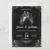Schwarz-Weiß-Einladung zur Hochzeit Einladung (Vorderseite)