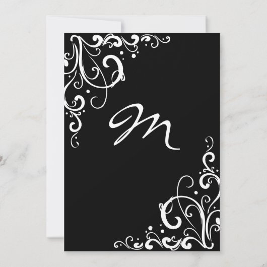 Schwarz-Weiß-Einladung zur Hochzeit Einladung (Rückseite)