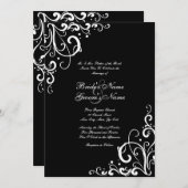 Schwarz-Weiß-Einladung zur Hochzeit Einladung (Vorne/Hinten)