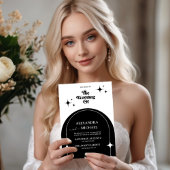 Schwarz-Weiß-Einladung zur minimalen Retro-Arche Einladung