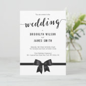 Schwarz-Weiß-Einladungen mit Bow Einladung (Stehend Vorderseite)