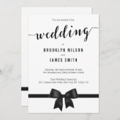 Schwarz-Weiß-Einladungen mit Bow Einladung (Vorne/Hinten)