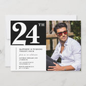 Schwarz-Weiß-Einladungen zum 24. Einladung (Vorderseite)