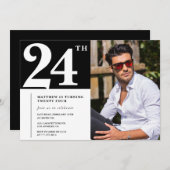 Schwarz-Weiß-Einladungen zum 24. Einladung (Vorne/Hinten)