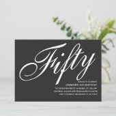 Schwarz-Weiß-Einladungen zum 50. Geburtstag Einladung (Stehend Vorderseite)
