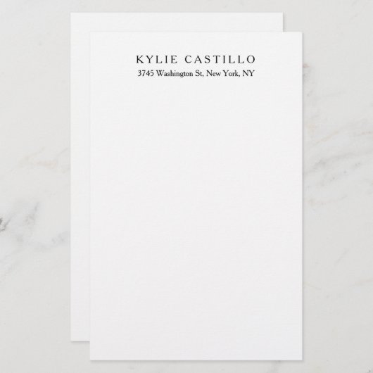 Schwarz-weiß Einzigartig klassisches Beruflich Briefpapier (Vorne/Hinten)