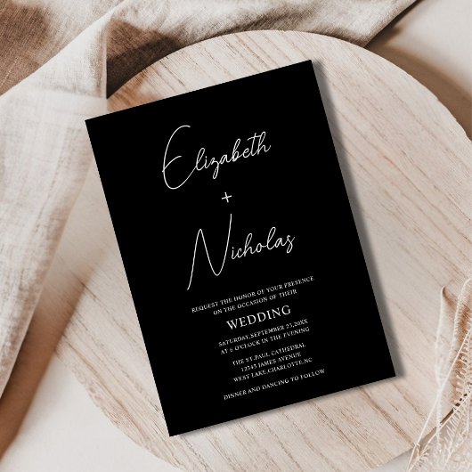 Schwarz-Weiß einzigartige stilvolle Typografie Hoc Einladung