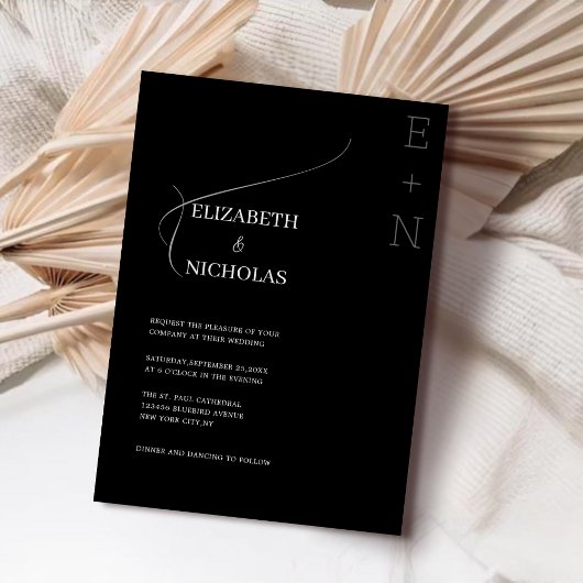 Schwarz-Weiß einzigartige Vorlage Hochzeit Einladu