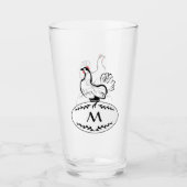 Schwarz-Weiß-Elagant-Hen auf einem Monogramm-Ei Glas (Vorderseite)