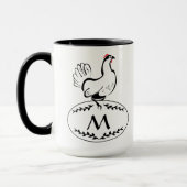 Schwarz-Weiß-Elagant-Hen auf einem Monogramm-Ei Tasse (Links)