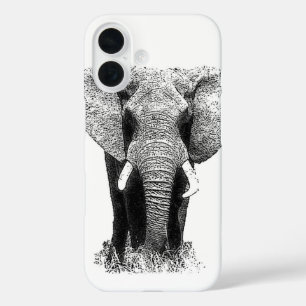 Schwarz-Weiß-Elefant iPhone 16 Hülle
