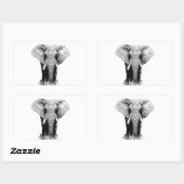 Schwarz-Weiß-Elefant Rechteckiger Aufkleber (Blatt)