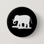 Schwarz-Weiß-Elefant-Silhouette Button (Vorderseite)