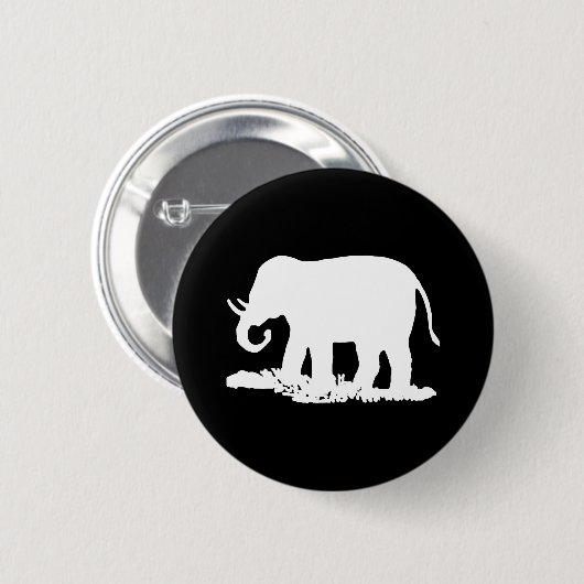 Schwarz-Weiß-Elefant-Silhouette Button (Vorne & Hinten)