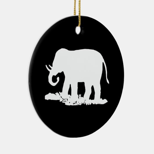 Schwarz-Weiß-Elefant-Silhouette Keramikornament (Rechts)