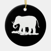 Schwarz-Weiß-Elefant-Silhouette Keramikornament (Vorne)