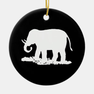 Schwarz-Weiß-Elefant-Silhouette Keramikornament