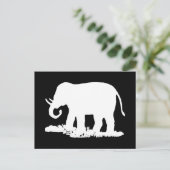 Schwarz-Weiß-Elefant-Silhouette Postkarte (Stehend Vorderseite)