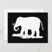 Schwarz-Weiß-Elefant-Silhouette Postkarte (Vorne/Hinten)