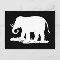 Schwarz-Weiß-Elefant-Silhouette