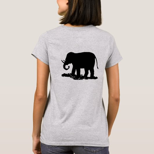 Schwarz-Weiß-Elefant-Silhouette T-Shirt (Rückseite)