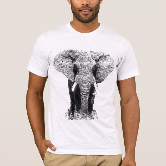 Schwarz-Weiß-Elefant T-Shirt (Vorderseite)