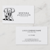 Schwarz-Weiß-Elefanten-Illustration Visitenkarte (Vorne/Hinten)