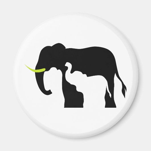 Schwarz-Weiß-Elefanten Magnet (Vorne)