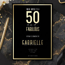 Schwarz Weiß Elegant 50 und Fabelhaft Geburtstag