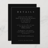 Schwarz-Weiß-Elegant Boho Details Hochzeit modern Begleitkarte (Vorne/Hinten)