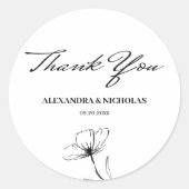 Schwarz-Weiß-Elegant Danke Gastgeschenk Hochzeit Runder Aufkleber (Vorderseite)