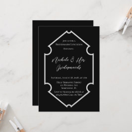 Schwarz & Weiß Elegant Einfache Bridesmaids Frisch Einladung