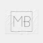 Schwarz-Weiß-Elegant Einzigartig Mit Monogramm Fleecedecke (Vorderseite (Horizontal))