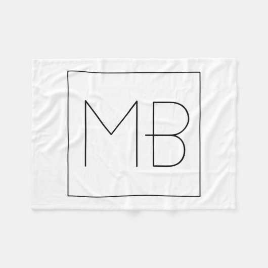 Schwarz-Weiß-Elegant Einzigartig Mit Monogramm Fleecedecke (Vorderseite (Horizontal))