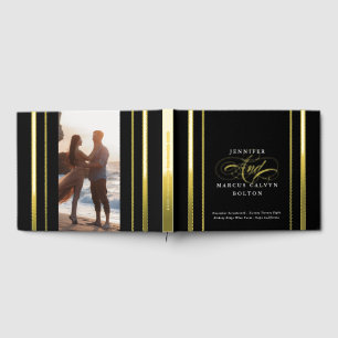 Schwarz-Weiß-Elegant-Feierliche Hochzeit Gästebuch