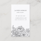 Schwarz-Weiß-Elegant-Flora-Visitenkarte Visitenkarte (Rückseite)