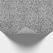 Schwarz & Weiß Elegant Floral Paisley Geschenkpapier (Ecke)