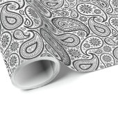 Schwarz & Weiß Elegant Floral Paisley Geschenkpapier (Rolleneckpunkt)