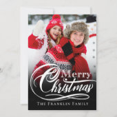 Schwarz-weiß Elegant Frohe Weihnachten Foto (Vorderseite)