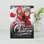Schwarz-weiß Elegant Frohe Weihnachten Foto (Stehend Vorderseite)