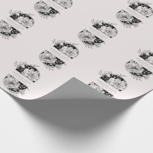 Schwarz-Weiß-Elegant Geschenkpapier (Ecke)