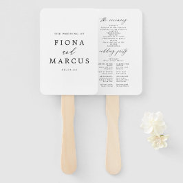 Schwarz-Weiß-Elegant-Hochzeitsprogramm Hand Fan Fächer
