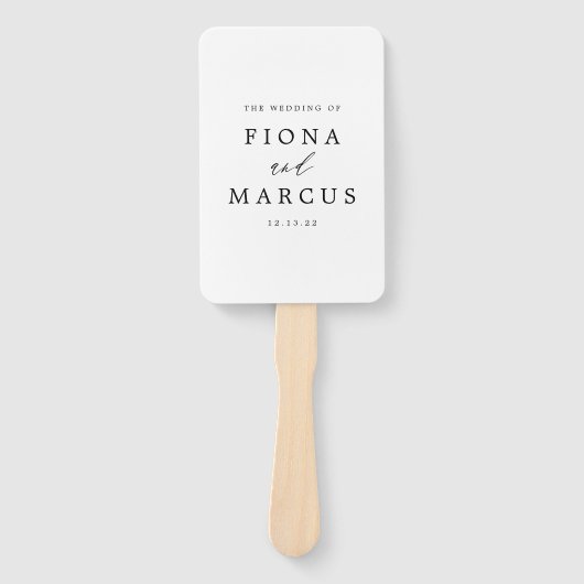 Schwarz-Weiß-Elegant-Hochzeitsprogramm Hand Fan Fächer (Vorderseite)