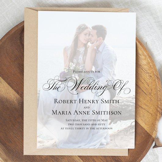 Schwarz-Weiß-Elegant-Kalligrafie-Script-Foto Einladung